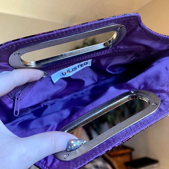 Unlisted by Kenneth Cole Clutch in Purple reptile print. - Picture 2 of 5